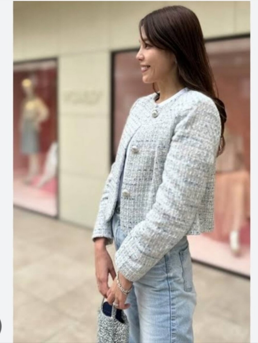Zara  Tweed Textured Blue Blazer Size S